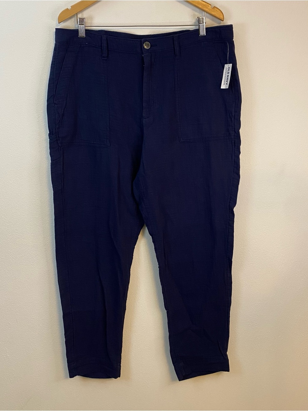Old Navy Cotton Utility Pants NWT Blue Comfy Natural Fiber Womens 16 Tall